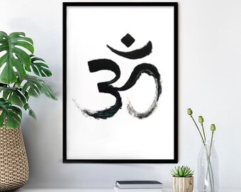 Hindu Sacred Om Aum Mantra Sequin Wall Hanging Tapestry Batik Painted Yoga Art