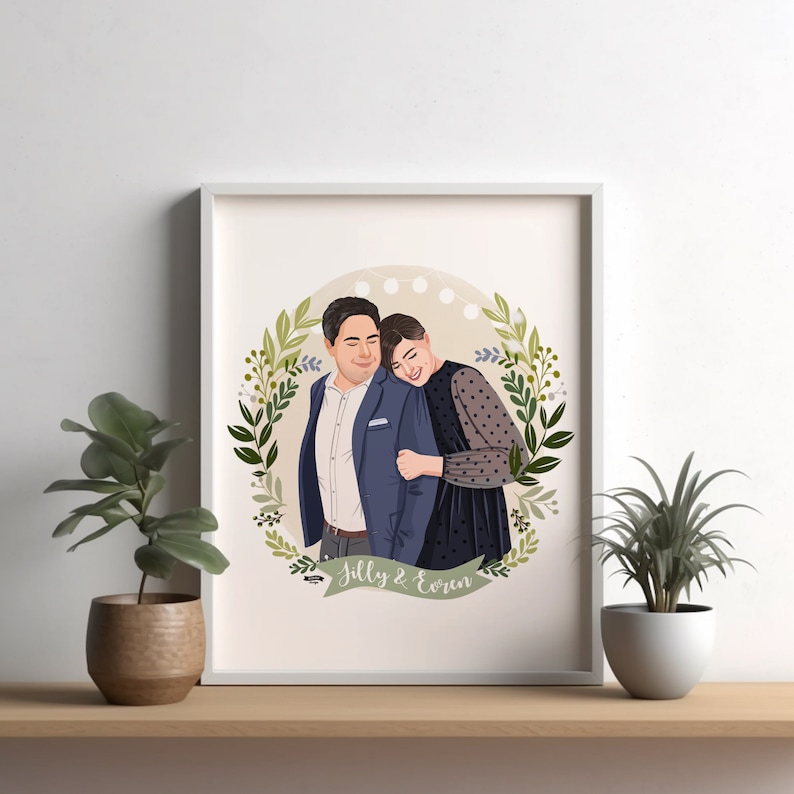 Custom Portrait, Couple illustration, Anniversary Gift, Family portrait, Personalized portrait, Photo illustration, Boyfriend Gift image 8