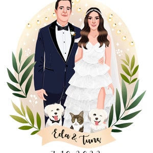 Custom Portrait, Couple illustration, Anniversary Gift, Family portrait, Personalized portrait, Photo illustration, Boyfriend Gift image 7