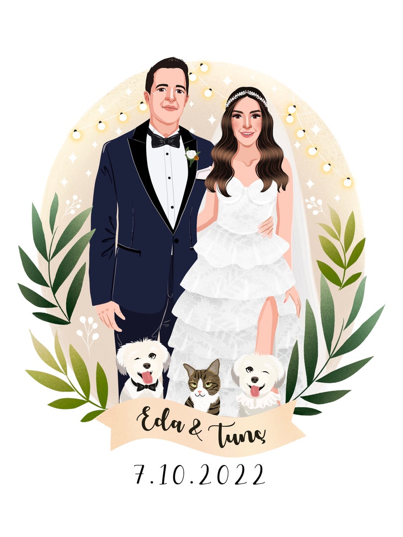 Custom Portrait, Couple illustration, Anniversary Gift, Family portrait, Personalized portrait, Photo illustration, Boyfriend Gift image 7