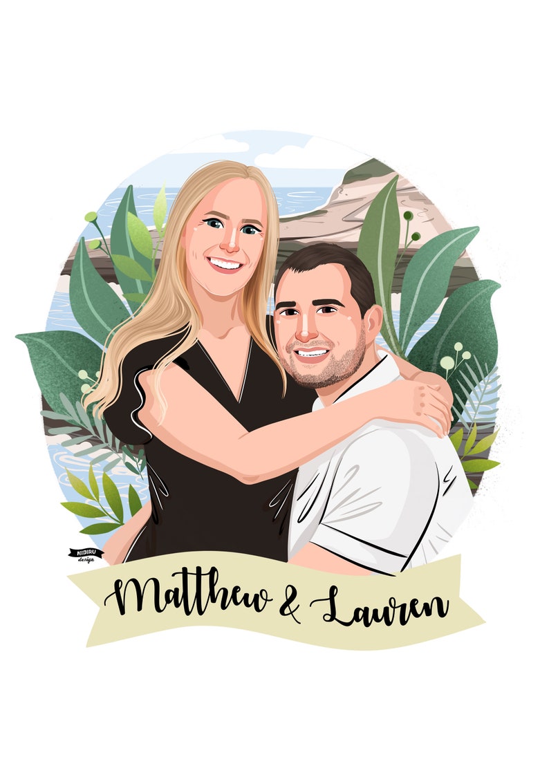 Custom Couple Portrait Illustration From Photo, Portrait Painting, Personalized Gift For Couples, Gift For Her Custom image 7