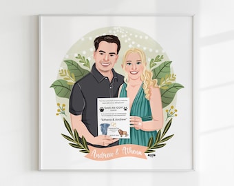 Custom Portrait, Couple illustration, Anniversary Gift, Family portrait, Personalized portrait, Photo illustration, Boyfriend Gift