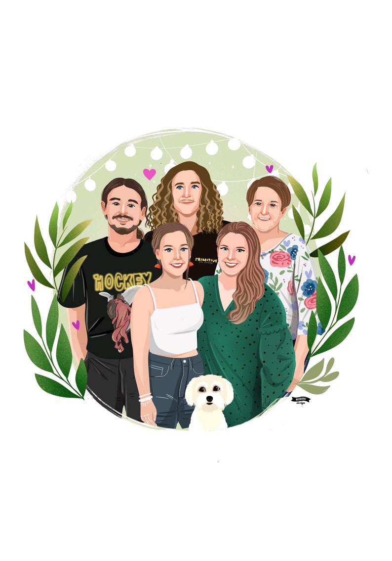 Custom Family Portrait, Family Illustration With Pets, Housewarming Gift, Unique Gift image 4