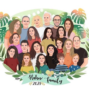 Custom Family Portrait, Family illustration, Christmas Gift, Family Gift, Personalized portrait, Photo illustration, Boyfriend Gift image 3