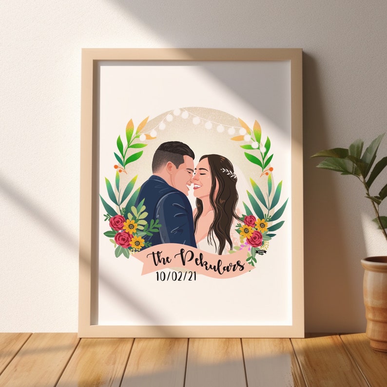 Custom Portrait, Couple illustration, Anniversary Gift, Family portrait, Personalized portrait, Photo illustration, Boyfriend Gift image 3