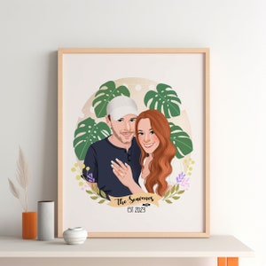 Custom Portrait, Couple illustration, Anniversary Gift, Family portrait, Personalized portrait, Photo illustration, Boyfriend Gift image 3