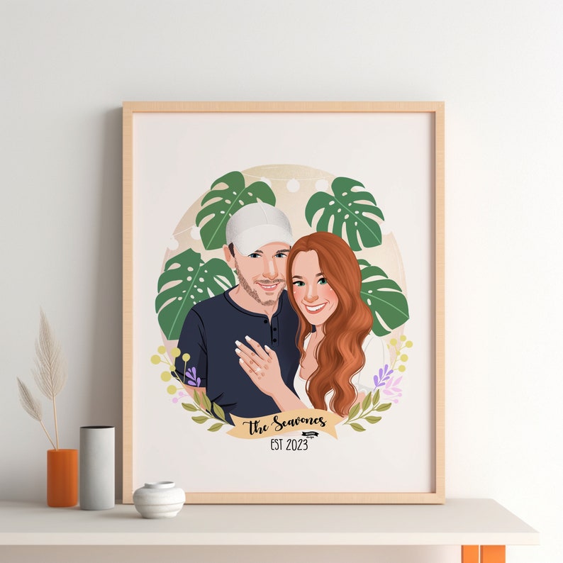 Custom Portrait, Couple illustration, Anniversary Gift, Family portrait, Personalized portrait, Photo illustration, Boyfriend Gift image 3