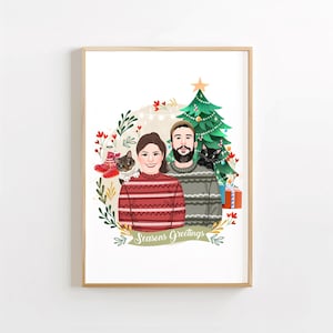 Personalisiertes Weihnachtsporträt: Einzigartiges Weihnachtsgeschenk, Personalisierte Familien Illustration & Fotokunst, Perfekt für Weihnachts- oder Freundgeschenke