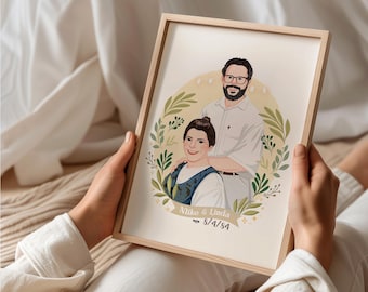 Custom Couple Portrait from Photo | Personalized Illustration | Anniversary or Wedding Gift | Digital Drawing