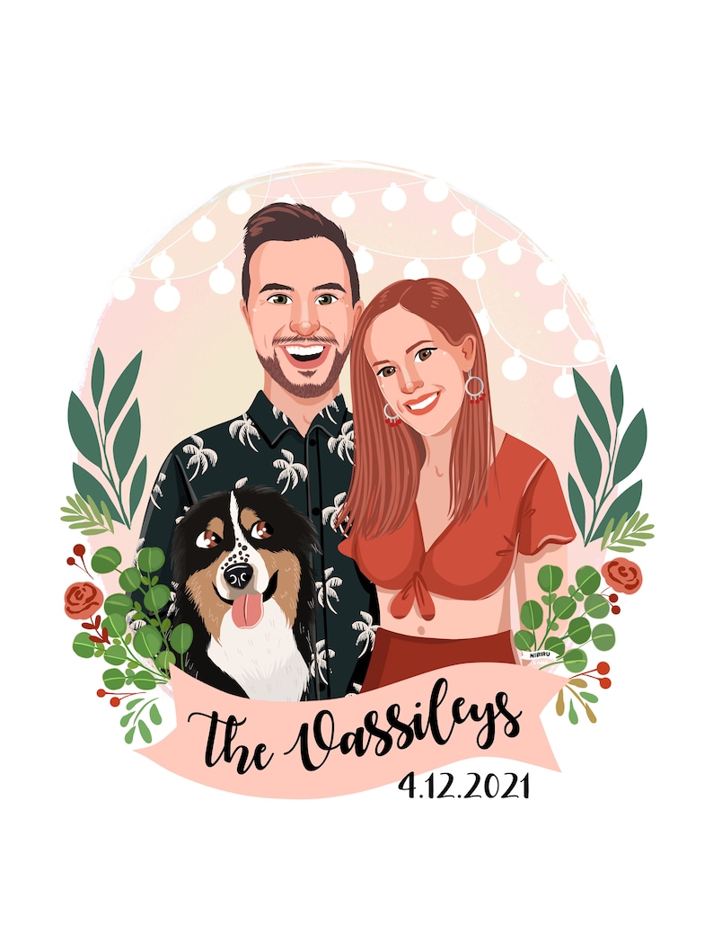 Custom Portrait, Couple illustration, Anniversary Gift, Family portrait, Personalized portrait, Photo illustration, Boyfriend Gift image 5