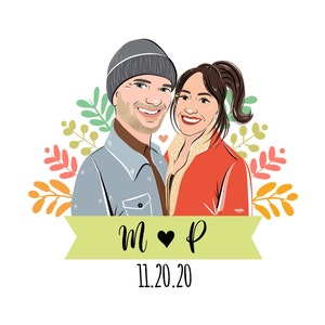 Custom Portrait, Couple illustration, Anniversary Gift, Family portrait, Personalized portrait, Photo illustration, Boyfriend Gift