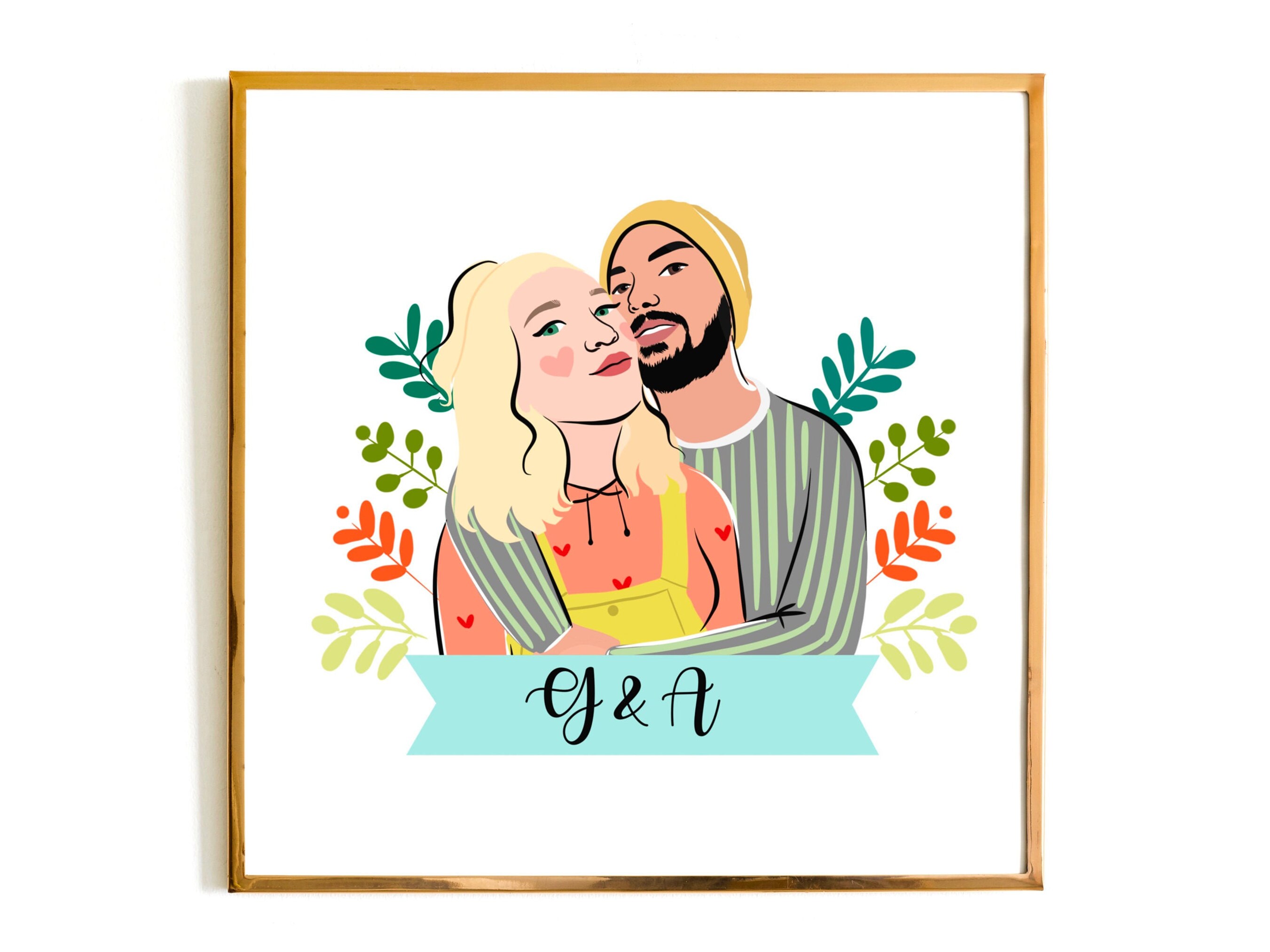 Couple Illustration,Custom Portrait, Custom Gift, Cute Gift, Christma…