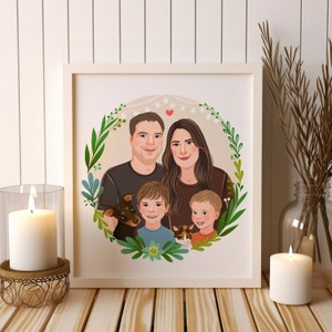 Custom Portrait, Couple illustration, Anniversary Gift, Family portrait, Personalized portrait, Photo illustration, Boyfriend Gift