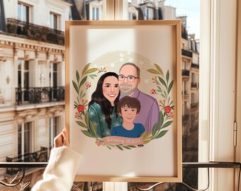 Custom Hand-Drawn Family Portrait | Valentine's Day Keepsake (Digital Download)