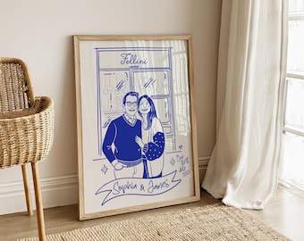 Custom First Date Illustration – Hand-Drawn Couple Portrait (Digital Download)