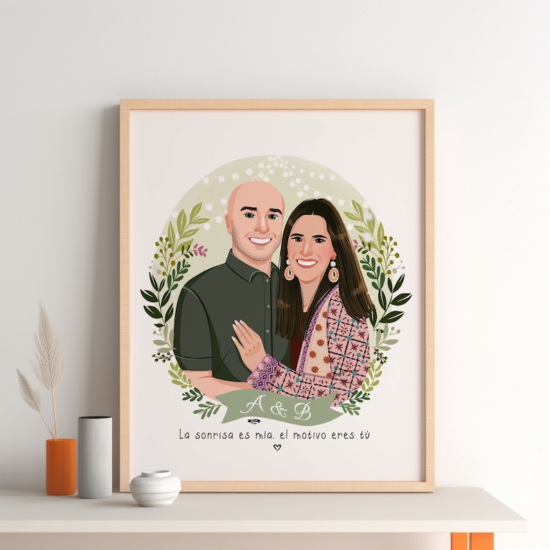 Custom Portrait, Couple illustration, Anniversary Gift, Family portrait, Personalized portrait, Photo illustration, Boyfriend Gift image 2
