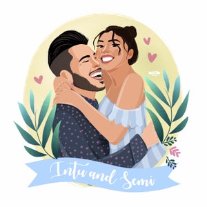 Retrato de pareja personalizado / Regalo de San Valentín para él o ella / Ilustración romántica personalizada / Recuerdo de amor único para parejas