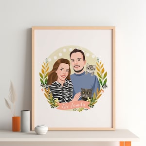 Custom Portrait, Couple illustration, Anniversary Gift, Family portrait, Personalized portrait, Photo illustration, Boyfriend Gift image 6