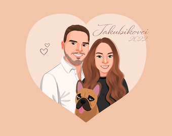 Custom Portrait, Couple illustration, Anniversary Gift, Family portrait, Personalized portrait, Photo illustration, Boyfriend Gift