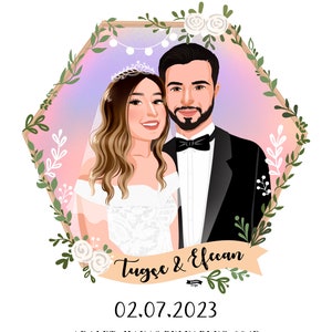 Custom Portrait, Couple illustration, Anniversary Gift, Family portrait, Personalized portrait, Photo illustration, Boyfriend Gift image 4