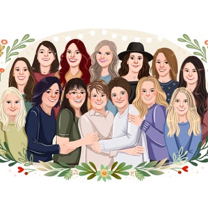 Custom Family Portrait, Family illustration, Christmas Gift, Family Gift, Personalized portrait, Photo illustration, Boyfriend Gift image 9