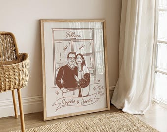 Personalized Couple Portrait – Custom First Date Illustration (Digital Download)