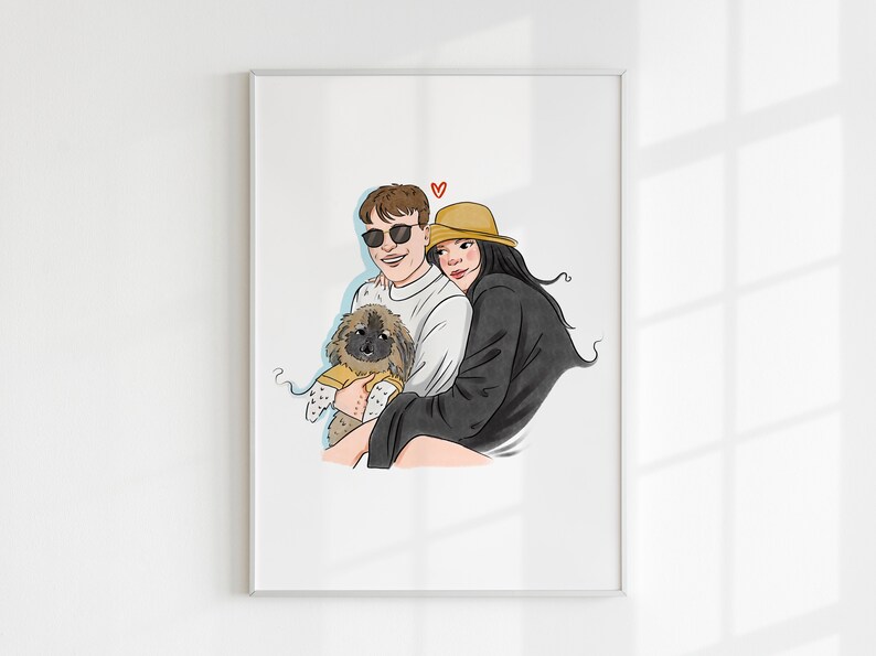 Custom Portrait, Couple illustration, Anniversary Gift, Family portrait, Personalized portrait, Photo illustration, Boyfriend Gift image 5