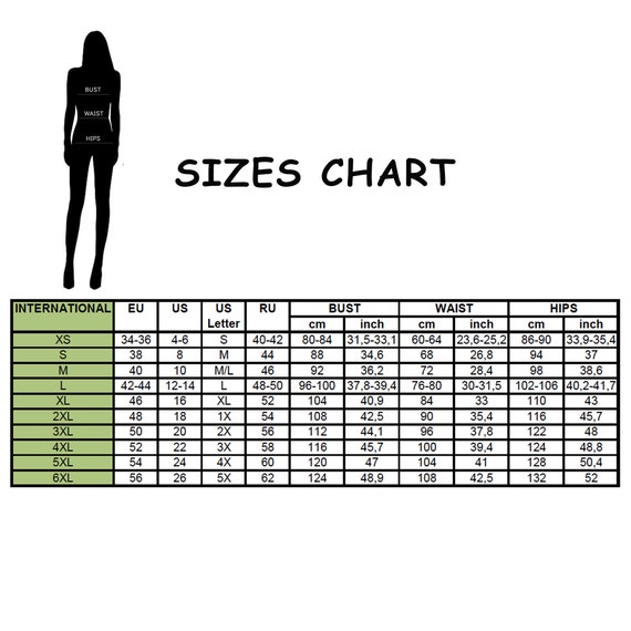 Handmade Skirt Size Chart