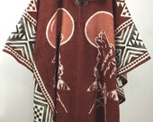 Poncho with Hood Wool quot Howling Wolf quot Inca Coat Mens Cape Indigenous Native Indian - Handmade in Ecuador