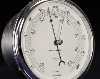 Barometro marino vintage Kelvin Hughes, circa 1950