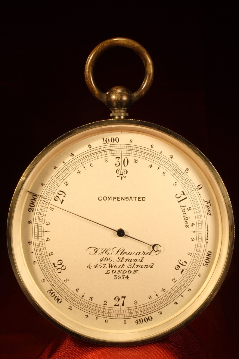 Antique Pocket Barometer Altimeter by Steward No 5562 c1887