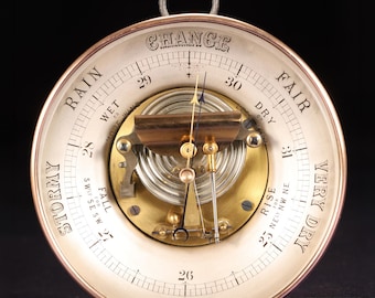 Antikes offenes Barometer, ca. 1890 | 8 Zoll Durchmesser | Französische Fertigung von Lion & Guichard
