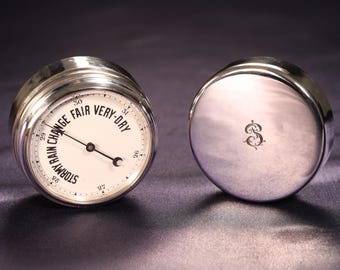 Antikes Silber Taschenbarometer c1909 | Gepunzt Grau & Co | Monogramm S | Unverwechselbares Geschenk
