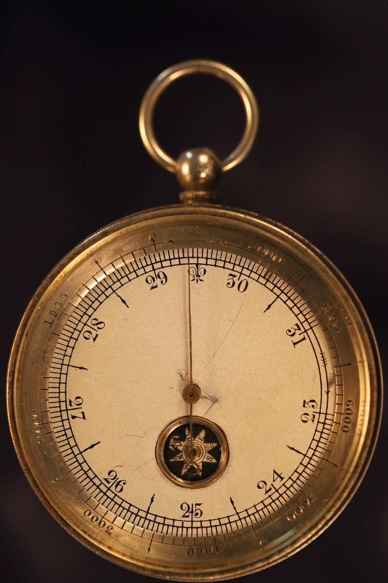 Barometer First Design Antique Pocket Barometer Compass Compendium C1875 | Altimeter ...