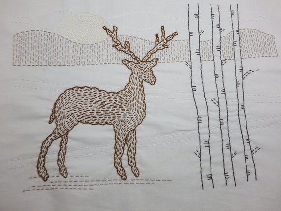 Winter Stag Kantha Hand Sewing Kit