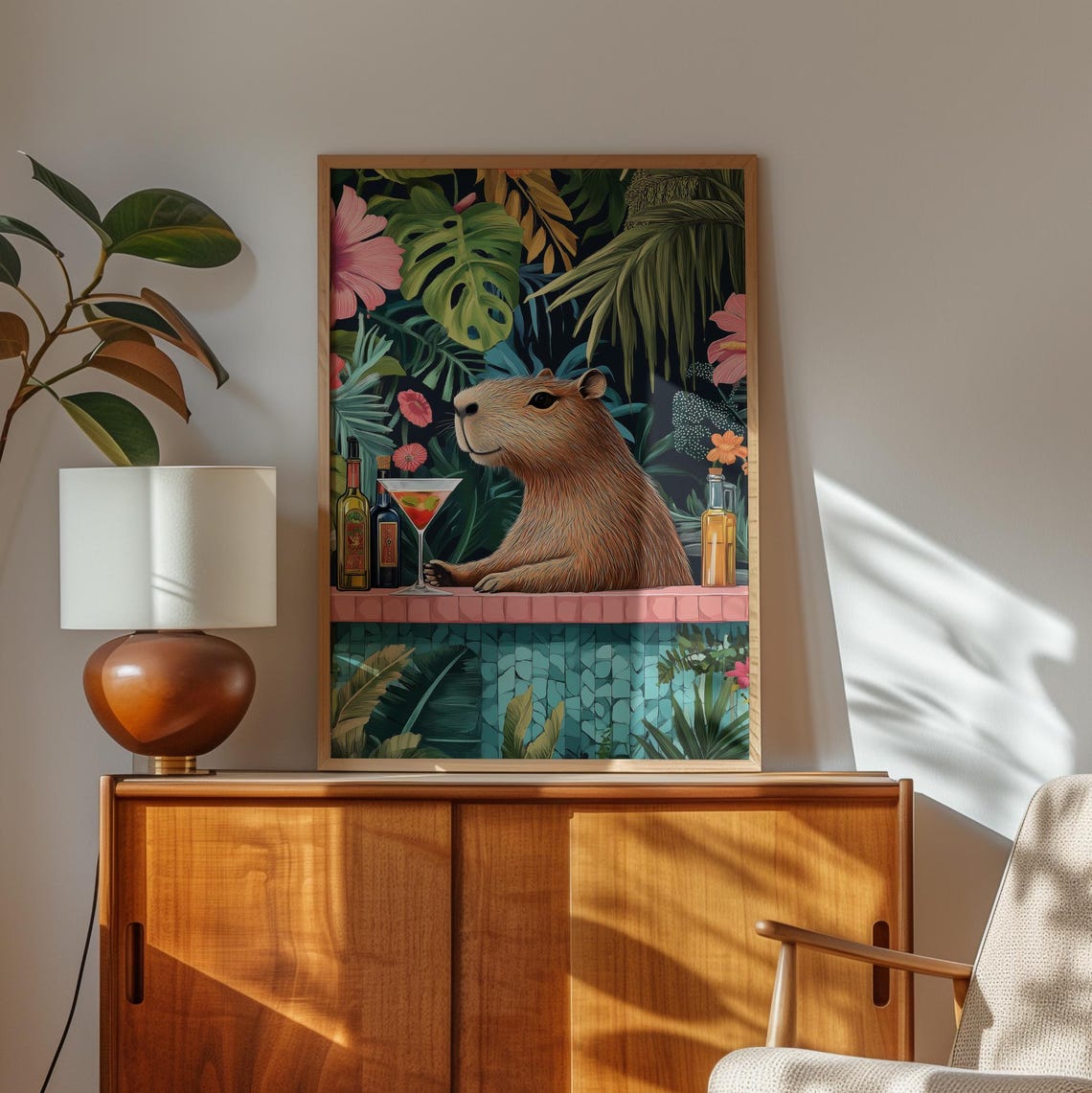 Capybara in Bar, Art Deco Capybara Kitchen Print, Kitchen Capybara Wall ...