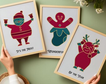 Set of 3 Christmas prints, Most Wonderful Time of the Year, Christmas wall art, Christmas decor, Christmas prints, xmas art, holiday decor