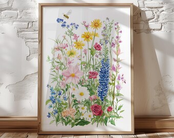 Wildflower Wall Art, Watercolor Wildflower Print, Wildflower Prints, Boho Flower Wall Art, Floral Wall Art Prints, Digital Download, Prints