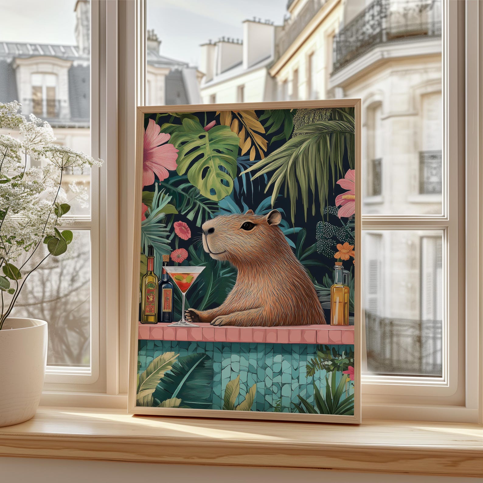 Capybara in Bar, Art Deco Capybara Kitchen Print, Kitchen Capybara Wall ...