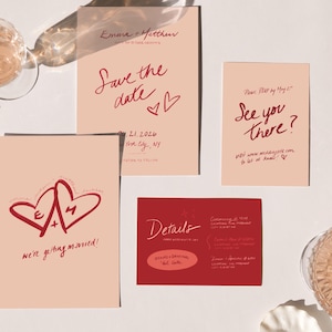 Illustrated Wedding Invitation Suite, Hand Drawn Wedding Invite, Custom Wedding Invitation Suite, Unique Save The Dates, Classic Invitations
