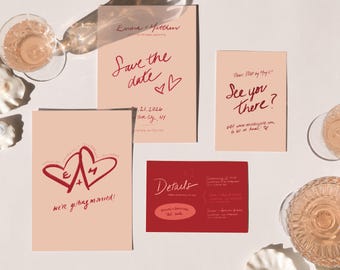 Hand-Lettered Wedding Invitation Suite, Custom Classic Design (Digital Download)