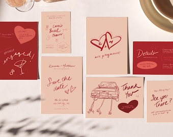 Hand-Lettered Wedding Invitation Suite, Customizable RSVP (Digital Download)