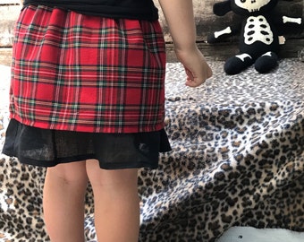 Rock girls skirt, rockabilly toddler skirt, tartan punk skirt