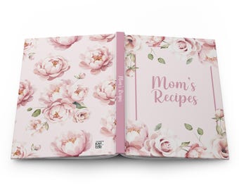 Personalized Floral Cookbook Mom's Recipes Wedding Gift Daughter Family Heirloom Blank Custom Journal for Recipes Birthday Gift for Children