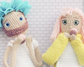 Crochet couples doll 8 inches likeness doll from picture portrait dolls personalized couple amigurumis couples matching gift look alike doll