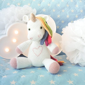 Plush unicorn amigurumi unicorn gifts for girls unicorn plush doll crochet unicorn plush crochet doll rainbow unicorn stuffed animal image 1