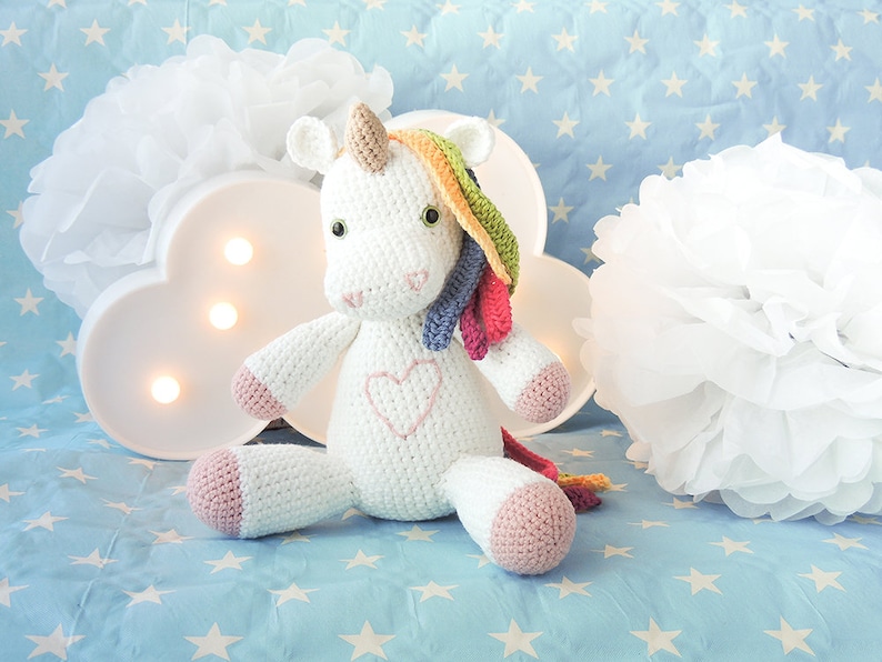 Plush unicorn amigurumi unicorn gifts for girls unicorn plush doll crochet unicorn plush crochet doll rainbow unicorn stuffed animal image 1