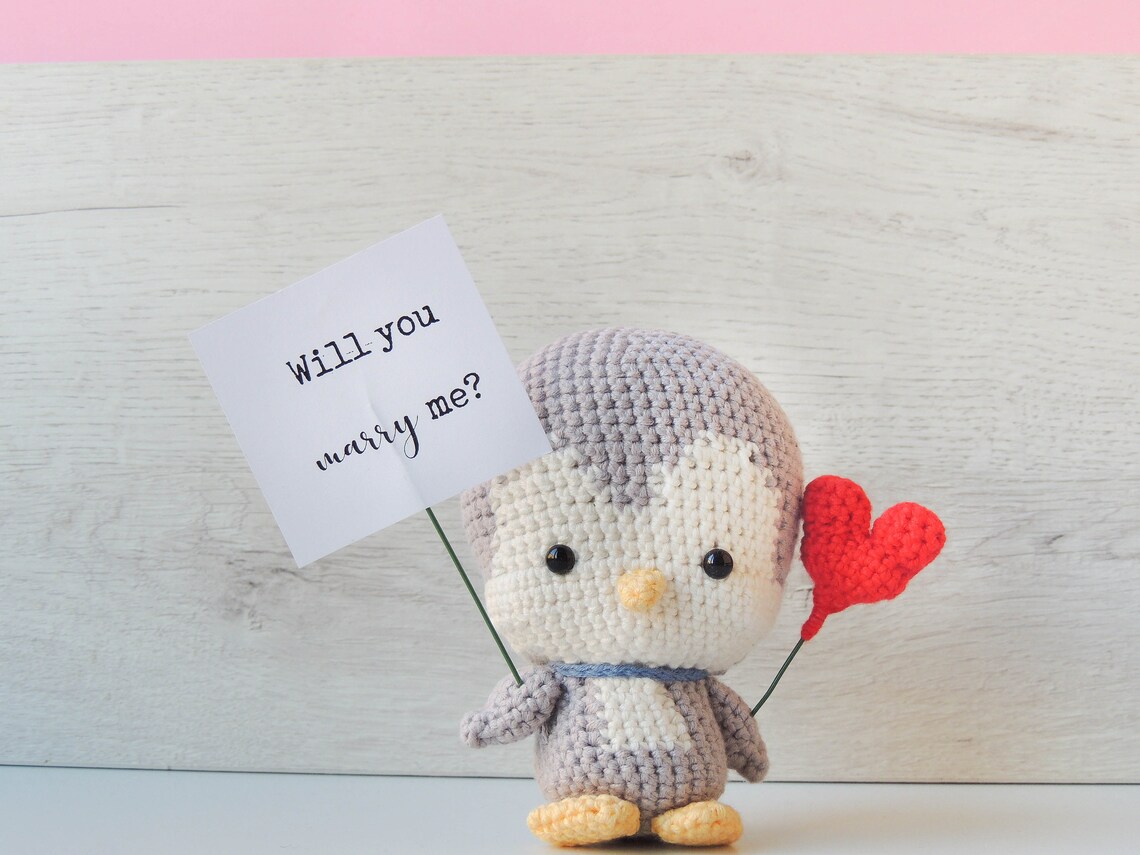 Valentines penguin gift plush penguin for Valentines day | Etsy