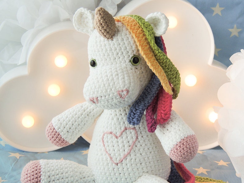 Plush unicorn amigurumi unicorn gifts for girls unicorn plush doll crochet unicorn plush crochet doll rainbow unicorn stuffed animal image 7