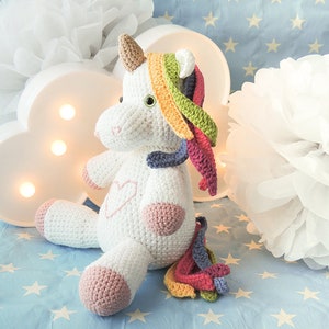 Plush unicorn amigurumi unicorn gifts for girls unicorn plush doll crochet unicorn plush crochet doll rainbow unicorn stuffed animal image 4